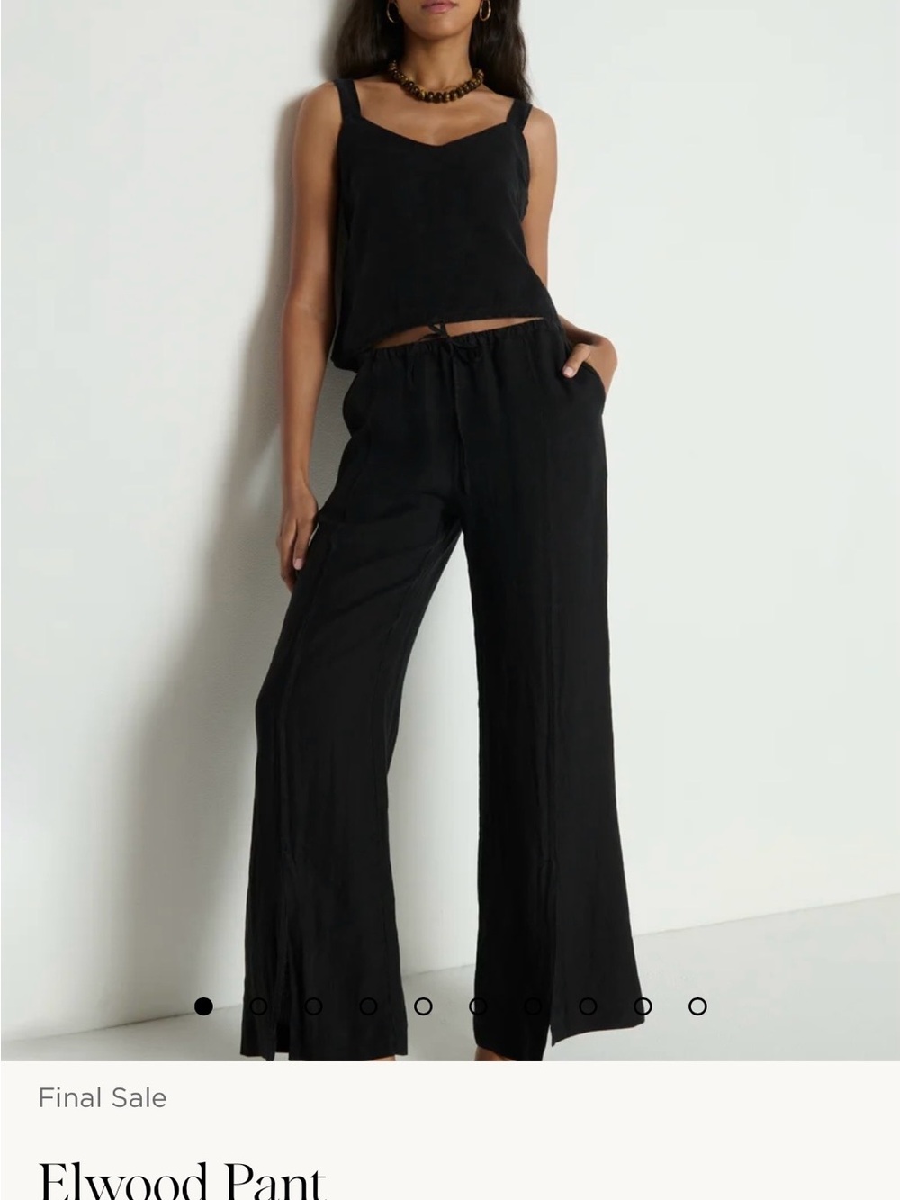 Nation Elwood Black Wide-Leg Drawstring Pants- size small- NWT